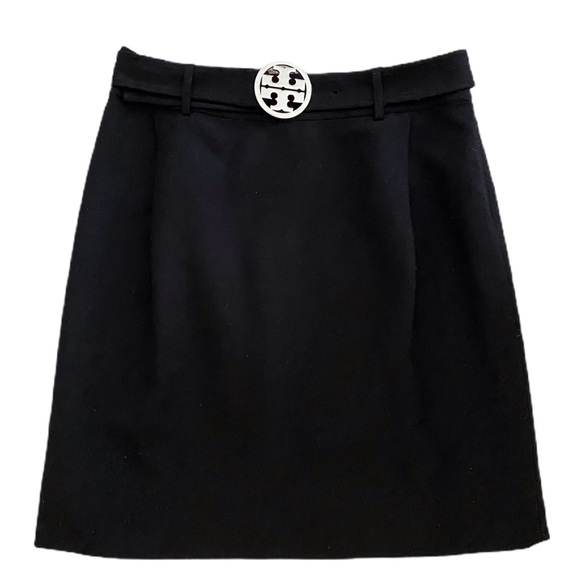 Tory Burch Dresses & Skirts - Tory Burch Black Wool Skirt Logo Belt 8